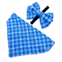 Load image into Gallery viewer, Blue Tartan Bows