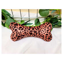 Load image into Gallery viewer, Plushie Squeaky Bone Brown Leopard