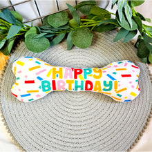 Load image into Gallery viewer, Happy Birthday! Plushie Squeaky Bone