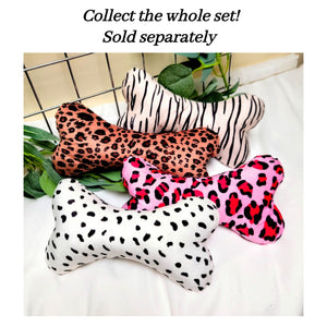 Plushie Squeaky Bone Pink Leopard