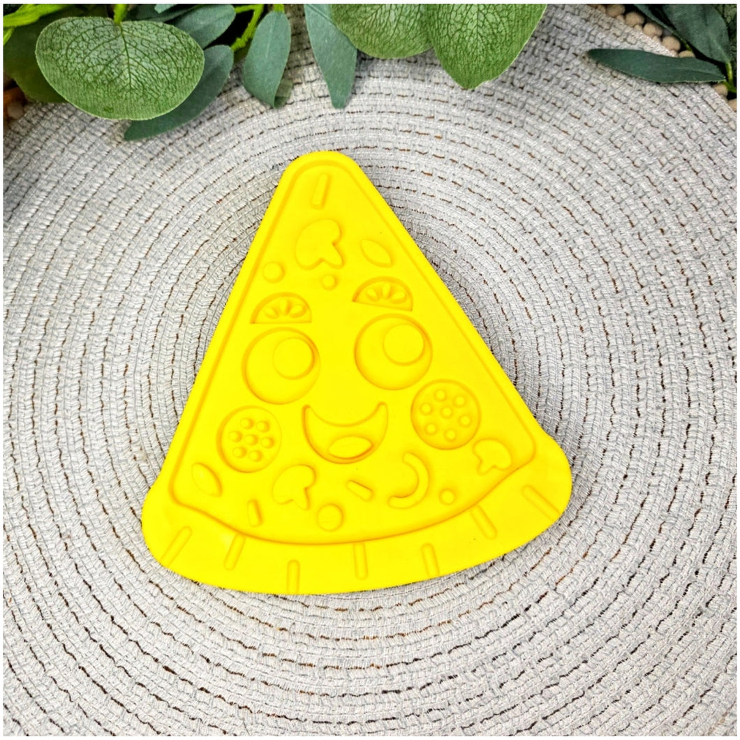 Yellow Pizza Rubber Lick Mat