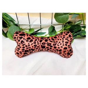 Plushie Squeaky Bone Brown Leopard