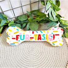 Load image into Gallery viewer, Fur-tastic! Birthday Party Plushie Squeaky Bone
