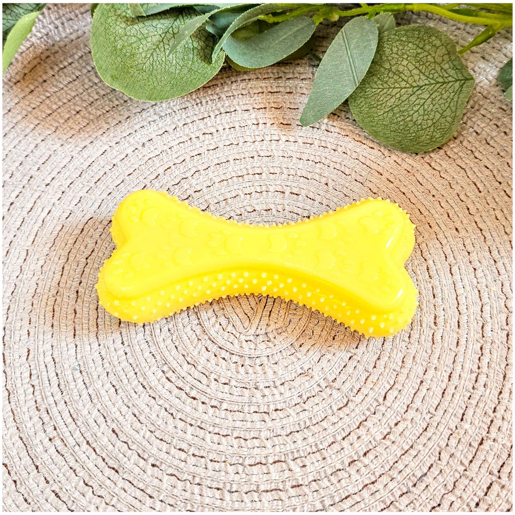 Bouncy Rubber Squeaky Bone Lemon